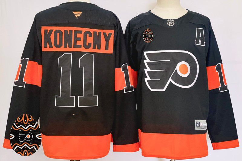 Men Philadelphia Flyers #11 Konecny Black Fanatics 2025 NHL Jersey style 3